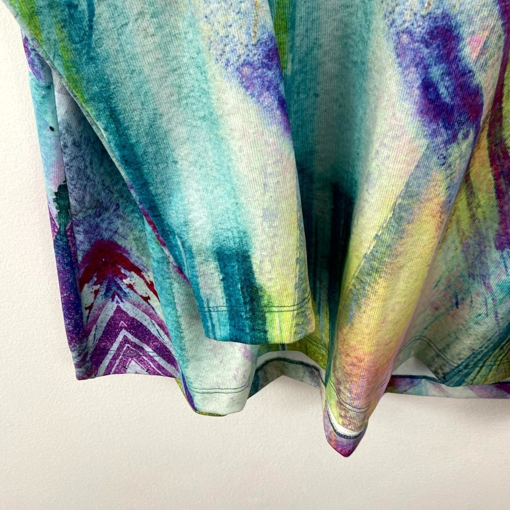 Soft Surroundings Tunic Top Large L Colorful Artsy Spring Purple Abstract Lunch - Picture 9 of 16